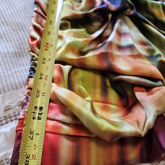 Designer Rickie Freeman Teri Jon silk rainbow rushed fitted dress size 12 - Picture 7 of 11